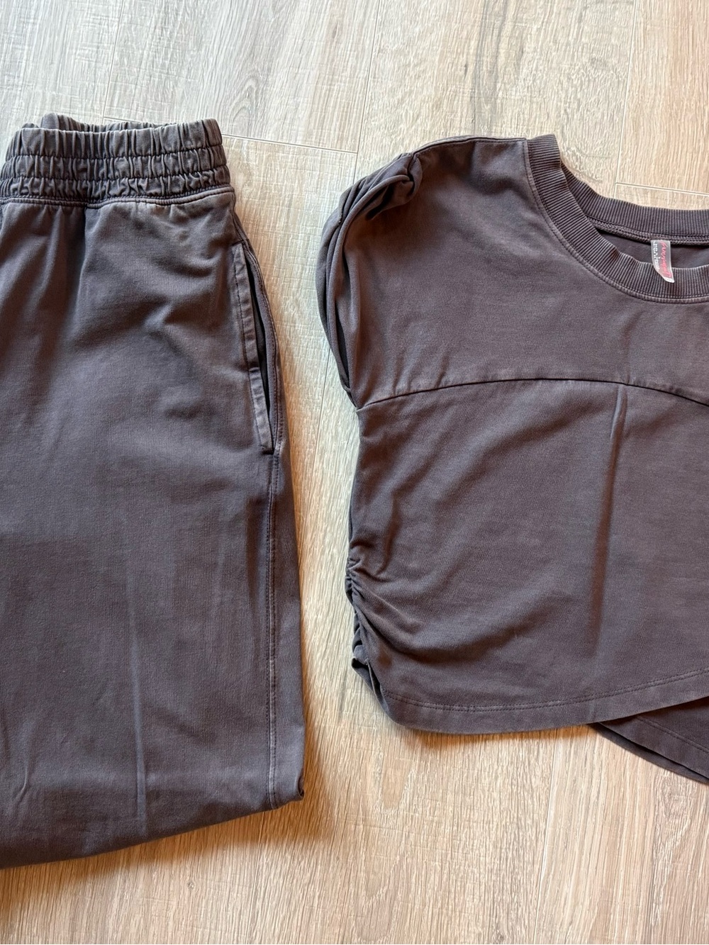 Free People Wide Leg Pants & Top Set in Charcoal